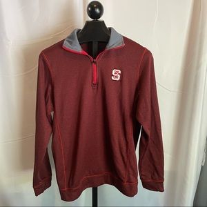 Adidas Men's Red NC State Wolfpack Climawarm Quarter Zip Pullover Size L…